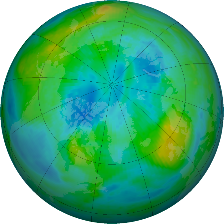 Arctic ozone map for 08 October 1980